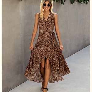 Animal Print Wrap Dress